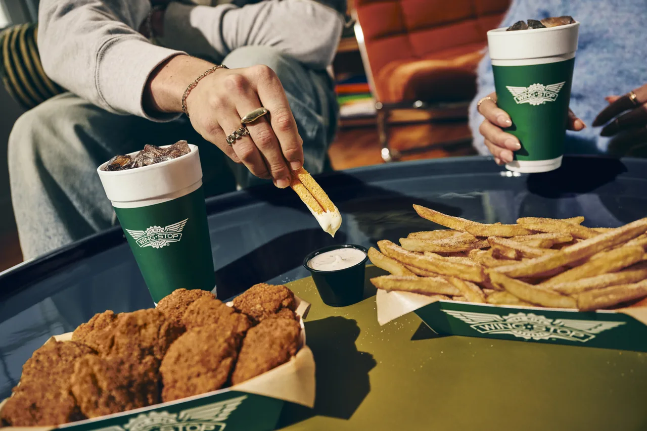Official Wingstop boneless wings with seasoned fries